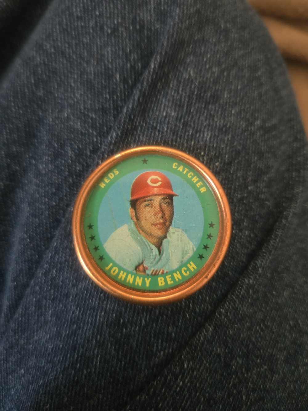 Topps Johnny Bench Trading Card Button - 1971 Topps Baseball